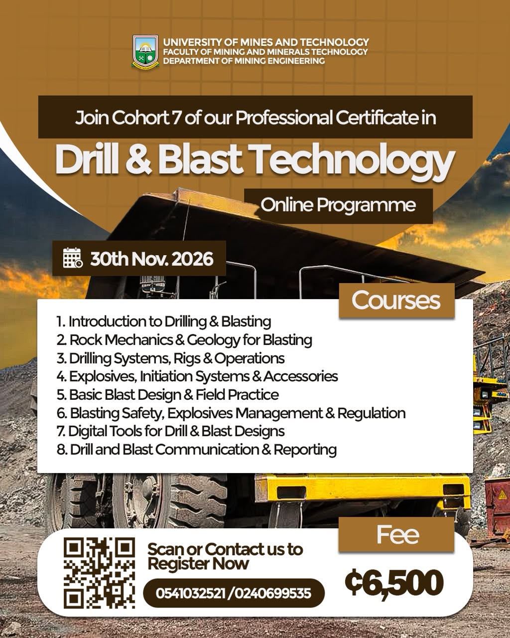 Professional Certificate in Drill & Blast Technology (Cohort 7) course flyer